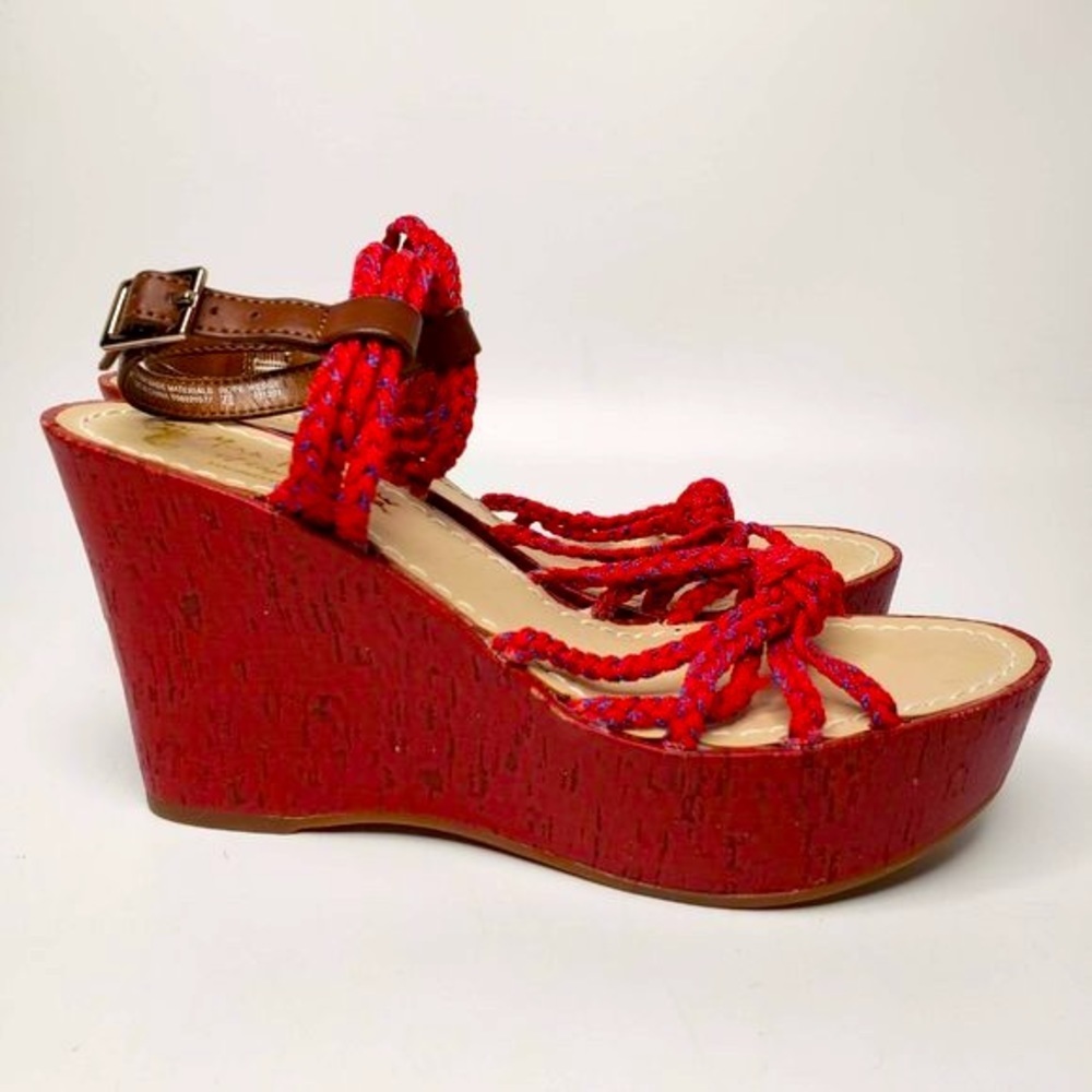 NWOB Miss Trish of Capri x Target Red Platform Rope Wedges 7.5